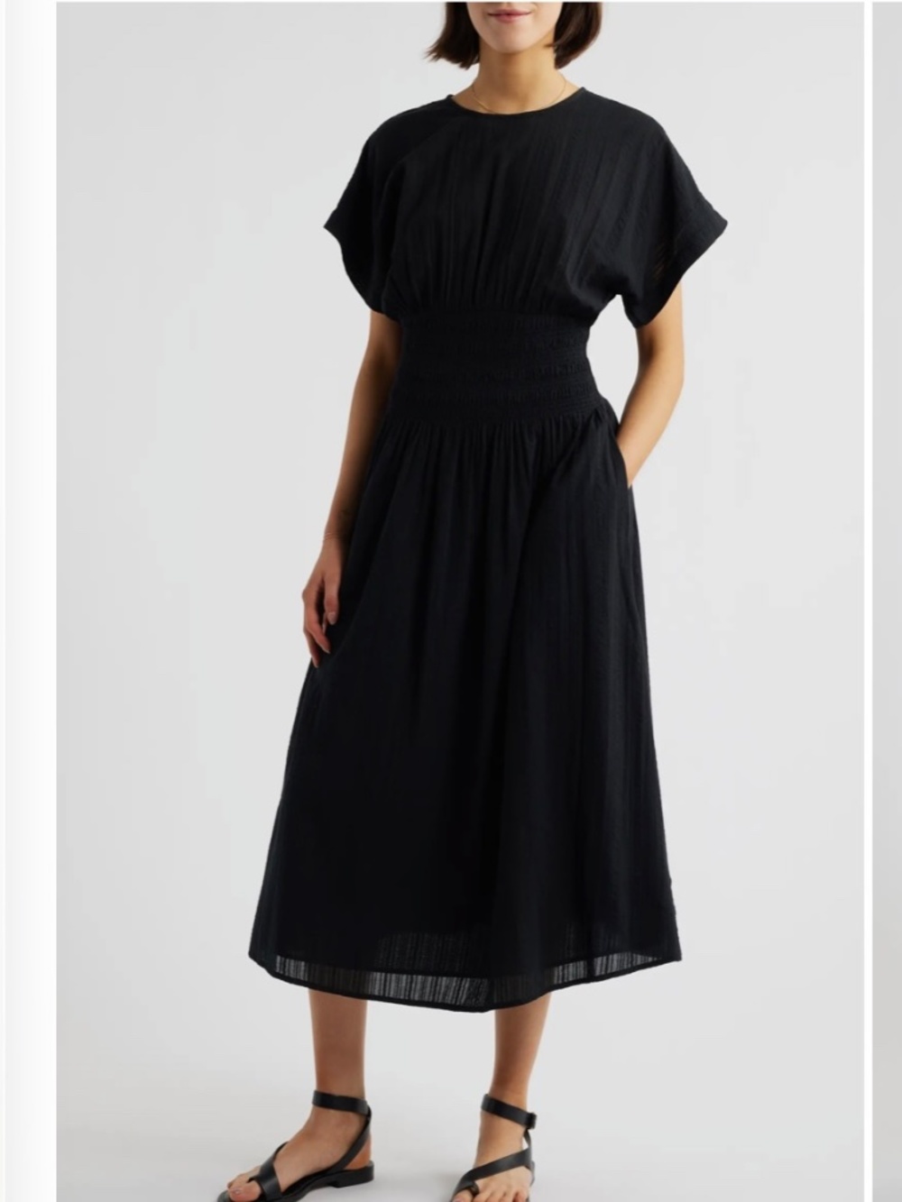 Madewell Stripe Smocked Waist Seersucker Dress - Medium